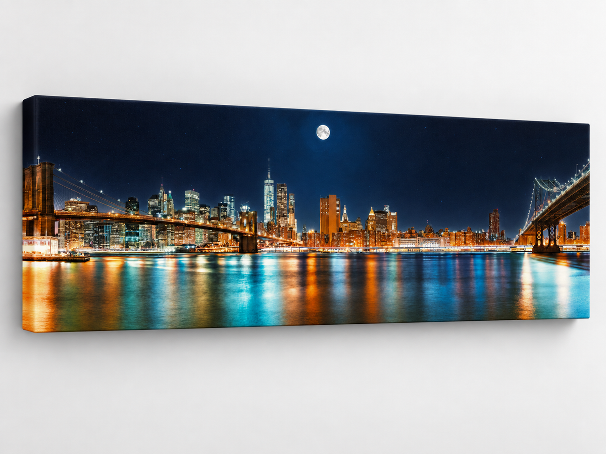 Große Leinwand-Wandkunst – NYC Mond-Skyline – Gedruckt auf Leinwand
