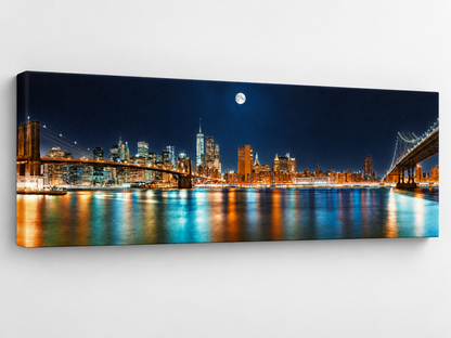 Große Leinwand-Wandkunst – NYC Mond-Skyline – Gedruckt auf Leinwand