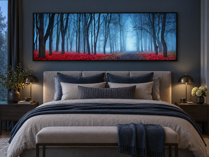Leinwandbild - Blaue Nebelbäume - Wandkunst