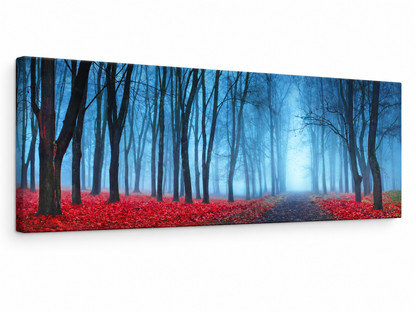 Leinwandbild - Blaue Nebelbäume - Wandkunst