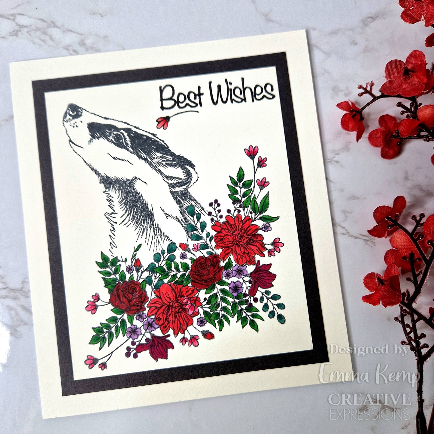 Creative Expressions Designer Boutique Floral Wishes 6 in x 4 in Stamp Set