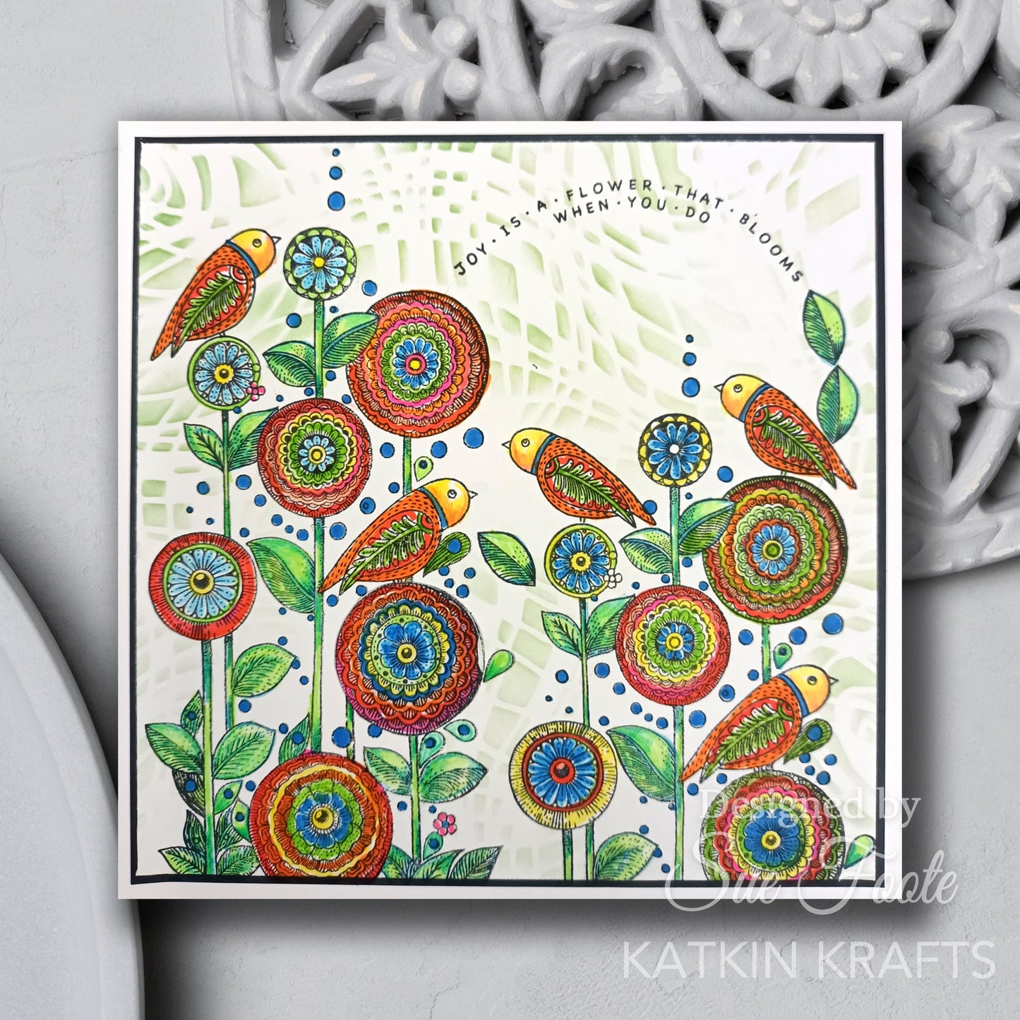 Katkin Krafts Dance With Dahlias 6 in x 8 in Clear Stamp Set
