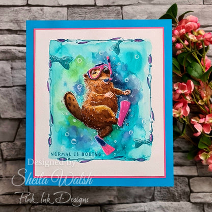 Pink Ink Designs Beaver Fever 6 in x 8 in Clear Stamp Set