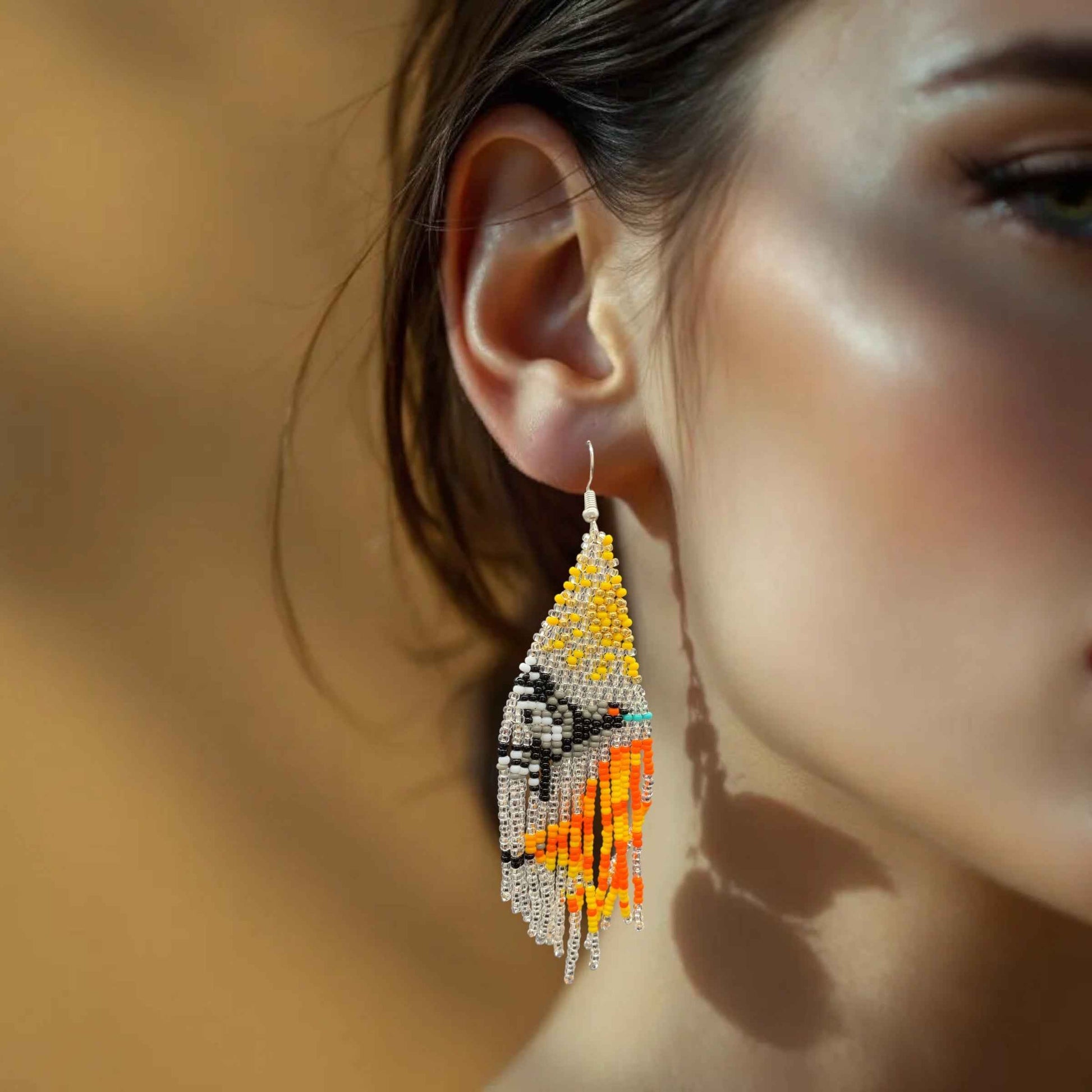 Silver Sky Dancer Beaded Earrings