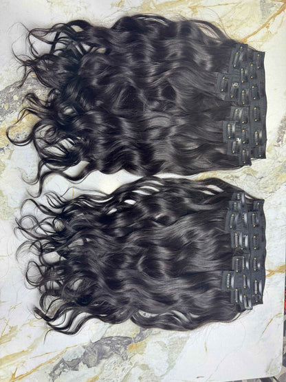 Indian Virgin Wavy Clip On Set
