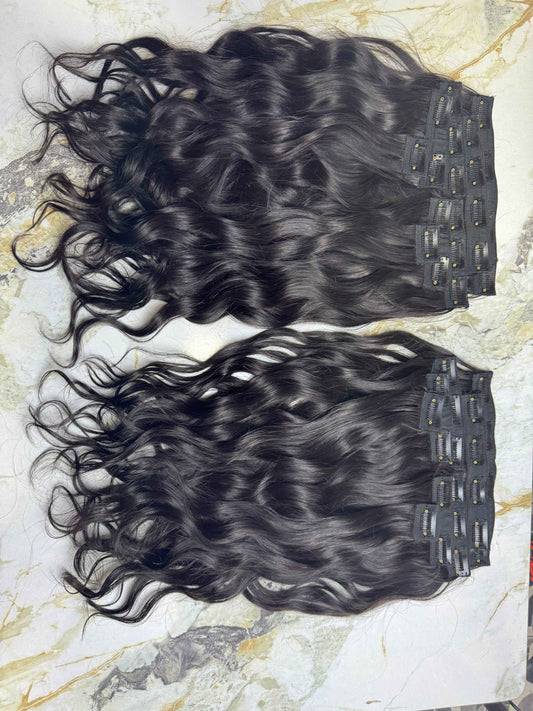 Indian Virgin Wavy Clip On Set