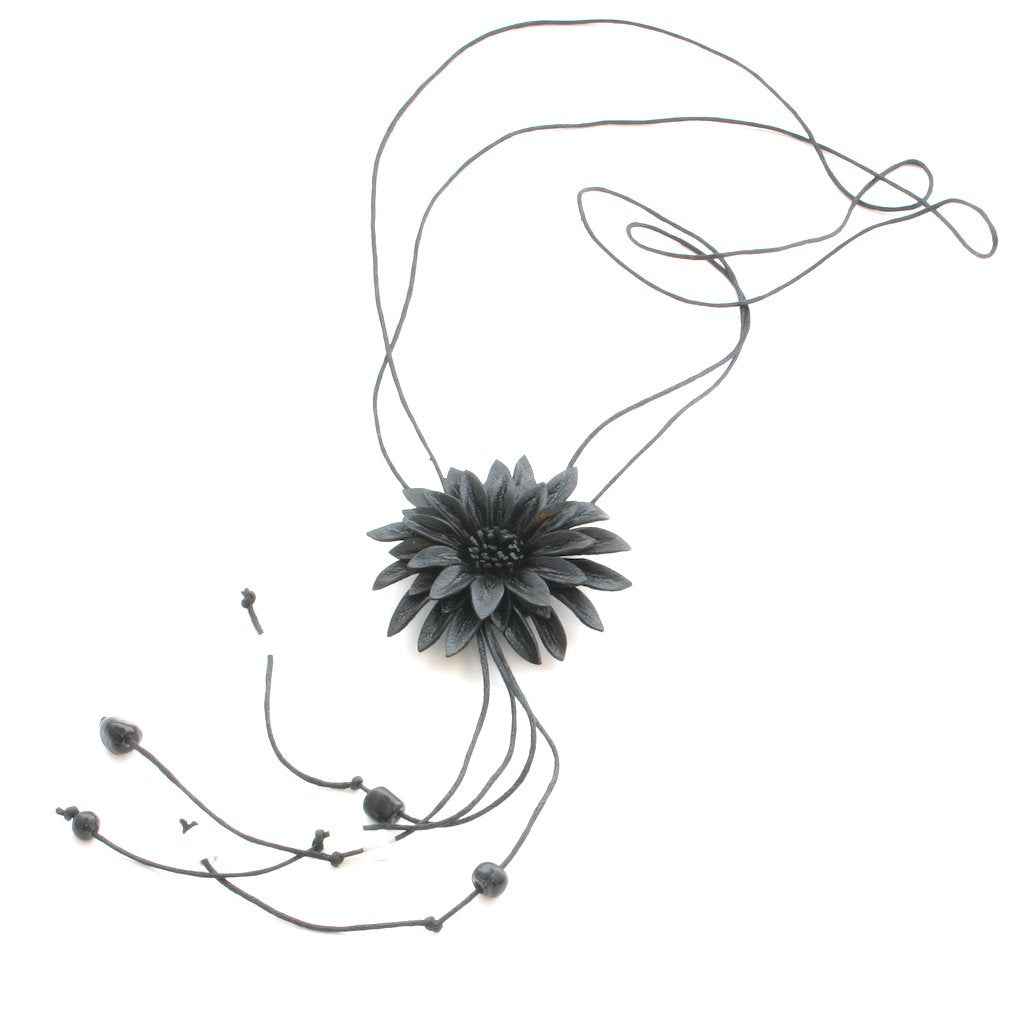 Leather Flower Necklace