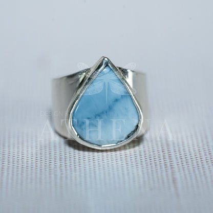Sky - Blue Opal Ring | Sterling Silver, Bold Statement Piece | Size 6.5