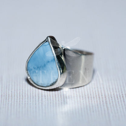 Sky - Blue Opal Ring | Sterling Silver, Bold Statement Piece | Size 6.5