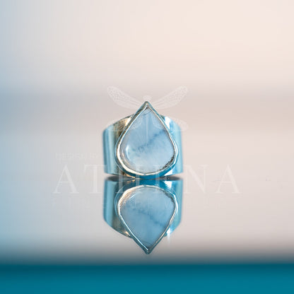 Sky - Blue Opal Ring | Sterling Silver, Bold Statement Piece | Size 6.5