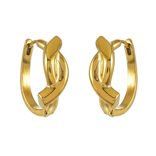 SIYAMI Gold: Sculpted Wave Hoop Earrings