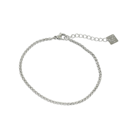 SADIKA Silver (White Gold): Intricate & Dainty Woven Chain Bracelet with Contemporary Braided Link Design