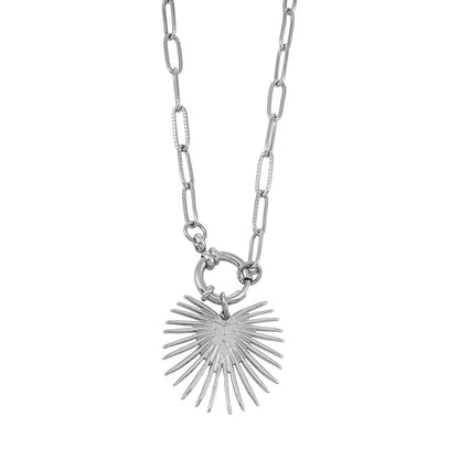 KANAI Silver: Helios Sunburst Pendant Paperclip Chain Necklace – Ancient Mediterranean Inspired