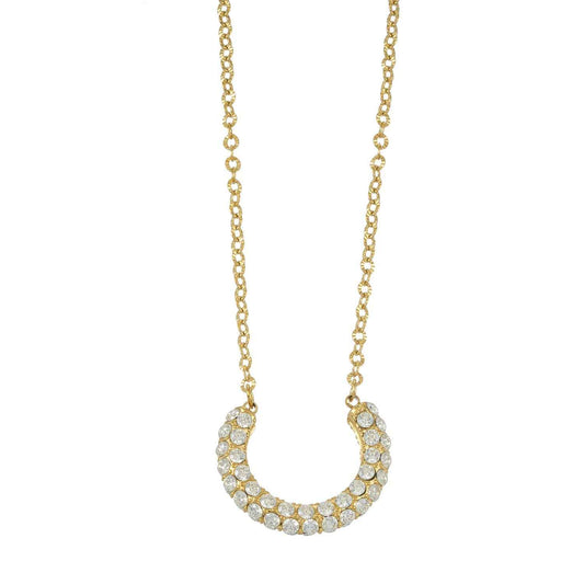 ASHANTI Gold: Celeste Crescent Necklace – Pavé Sparkle Pendant