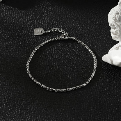 SADIKA Silver (White Gold): Intricate & Dainty Woven Chain Bracelet with Contemporary Braided Link Design