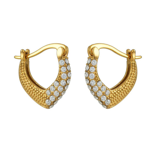 EDMANA Gold: Art Deco Pavé Zirconia Textured Earrings