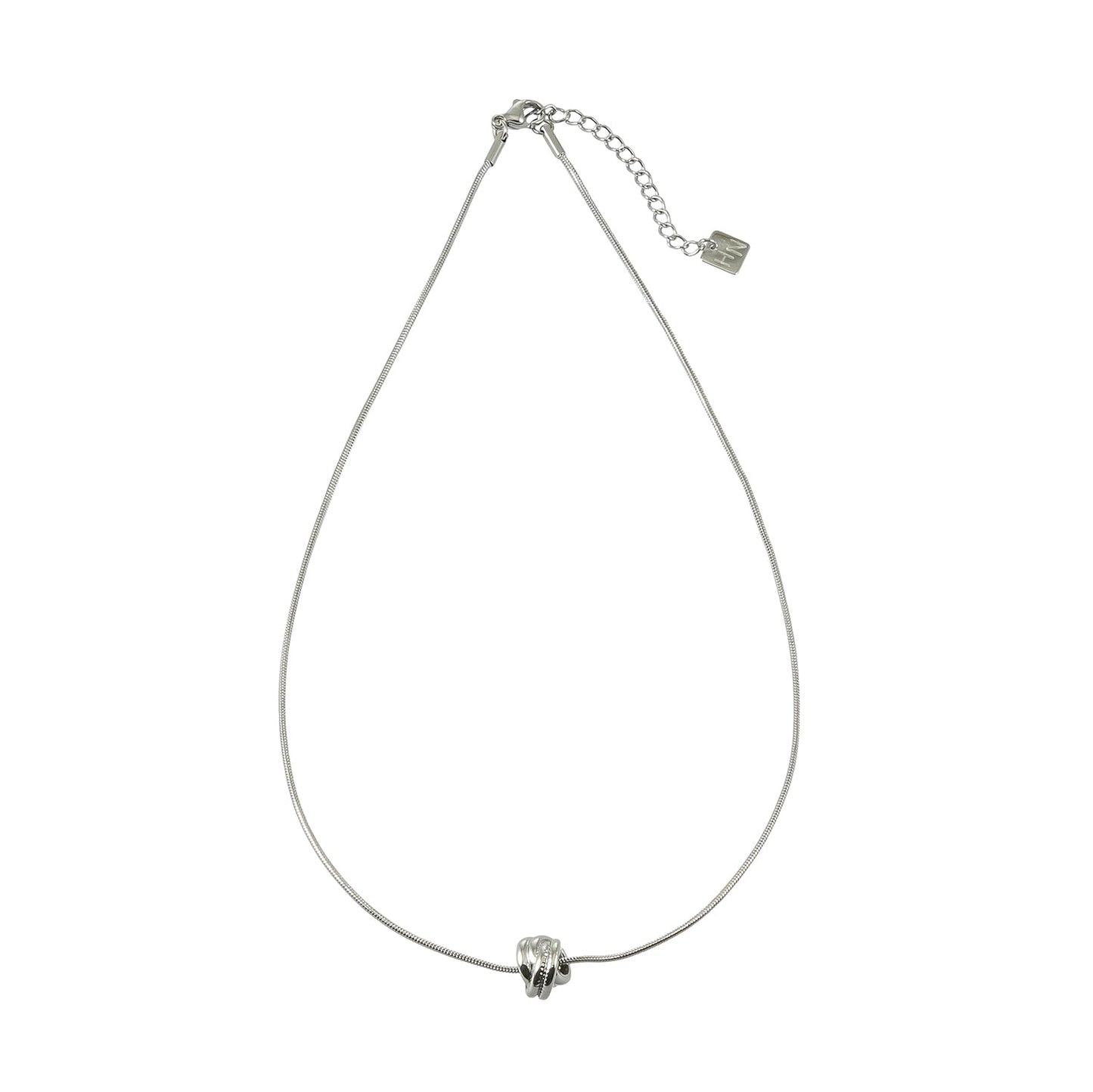 ALEKI Silver (White Gold): Sculptural Knot Pendant Necklace