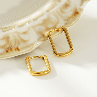 DEEQA Gold: Pavé Zirconia Rectangle Hoop Earrings