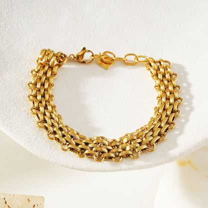 CARPI Gold: Bold Italian Vintage Woven Textured Statement Bracelet