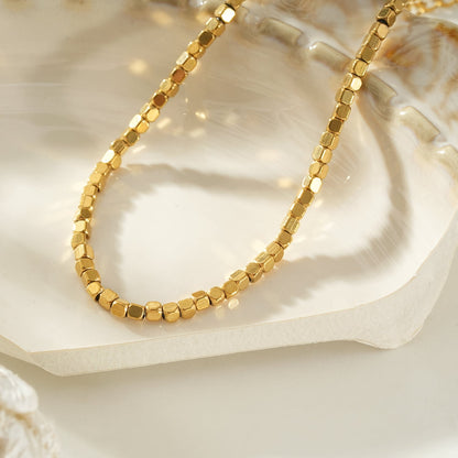 AMANI Gold: Geometric-Inspired Square Bead Bracelet