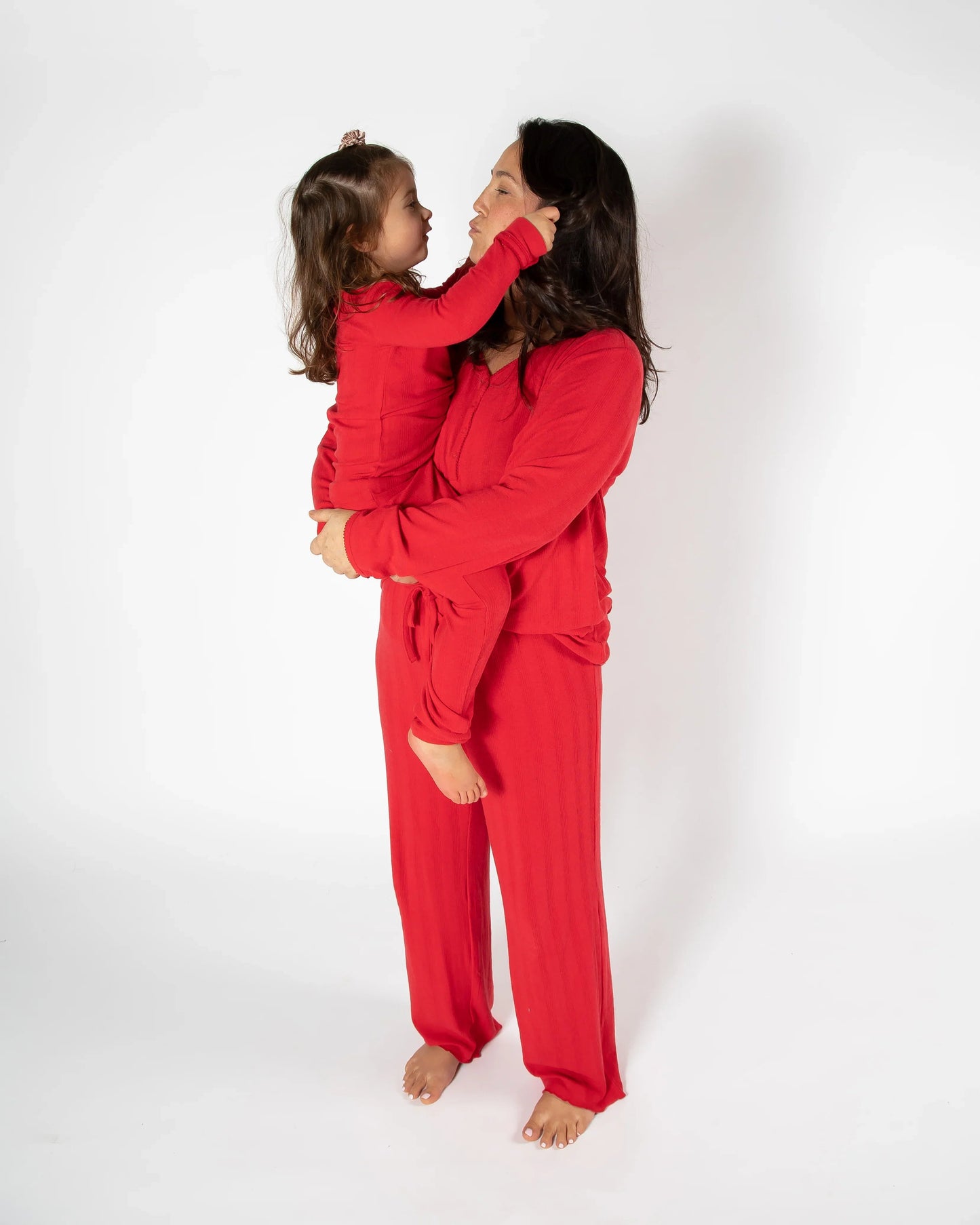 Roter Langer Pyjama für Damen