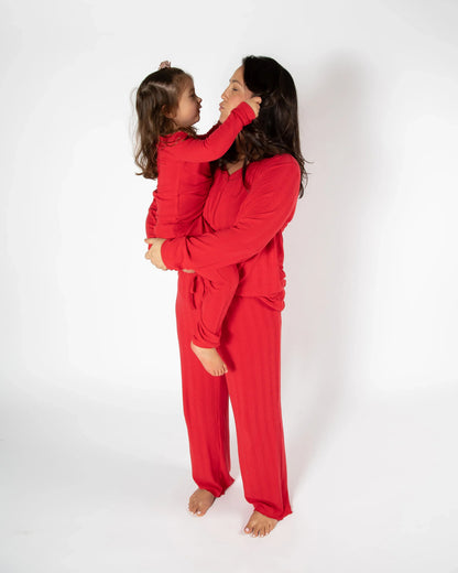 Roter Langer Pyjama für Damen