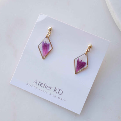 Boucles d'oreilles Lucy - fuschia  (petit 12mm)