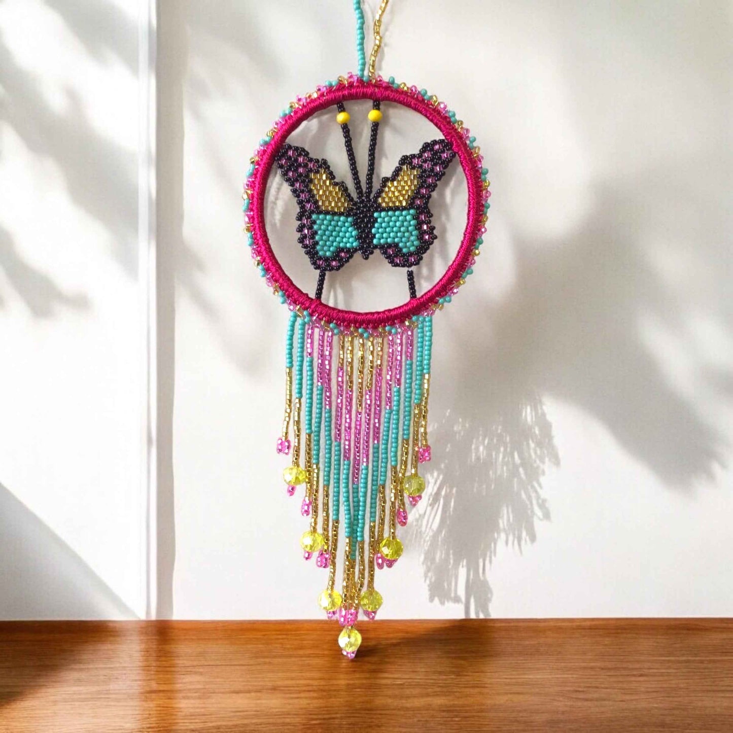 Red and Golden Butterfly Dream Catcher