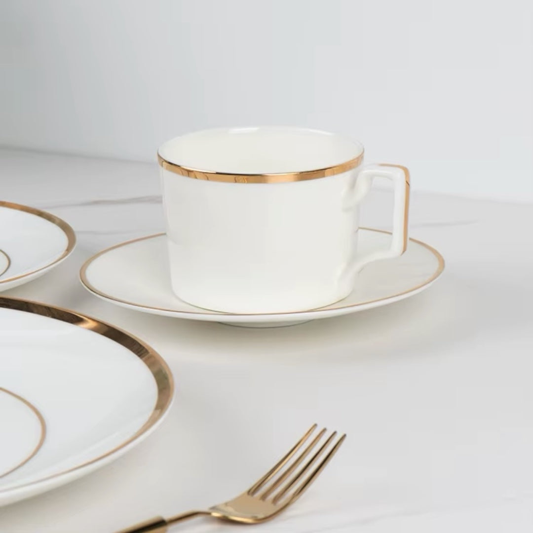 Ceramic Coffee Cups & Saucers 7 Oz - Set of 6+6