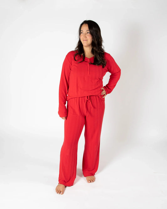 Roter Langer Pyjama für Damen