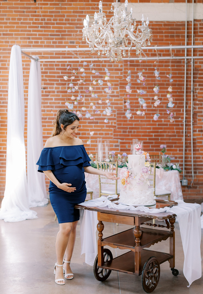 Double Ruffle Off Shoulder Maternity Dress