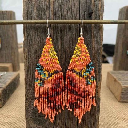 Peach Sky Dancer Beaded Earrings