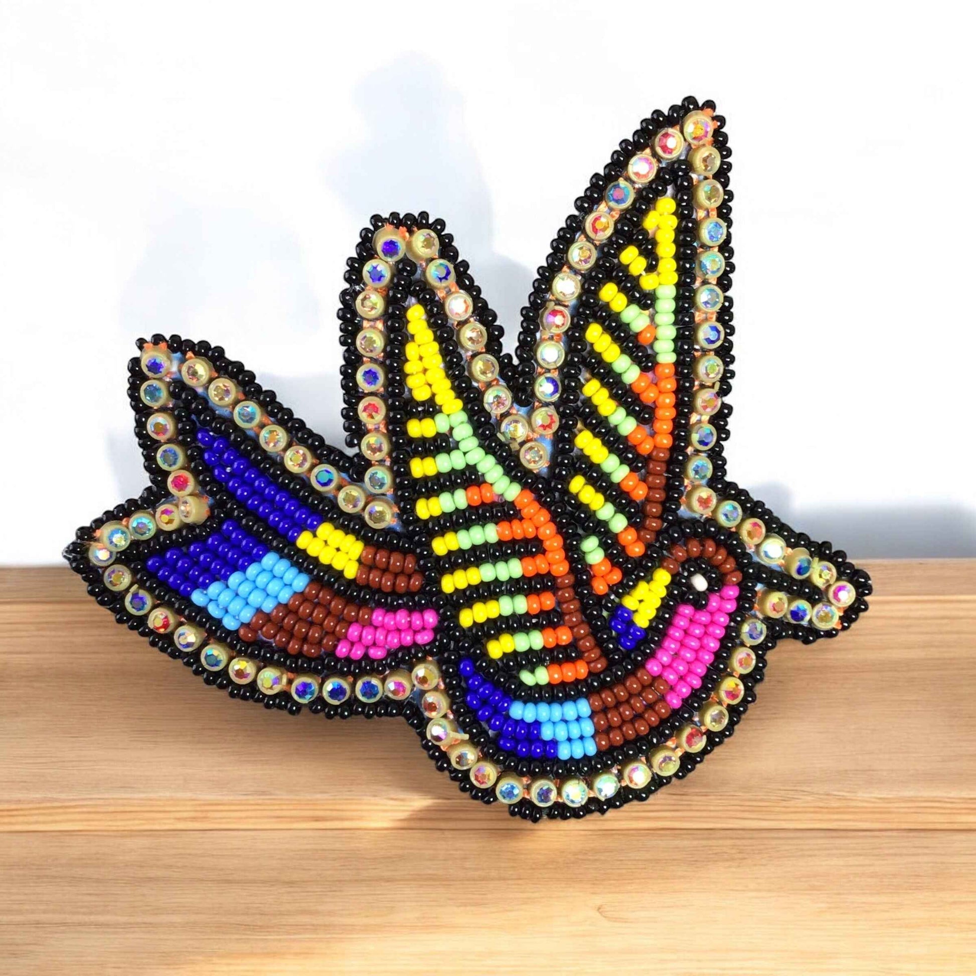 Blue and Pink Beaded Hummingbird Barrette