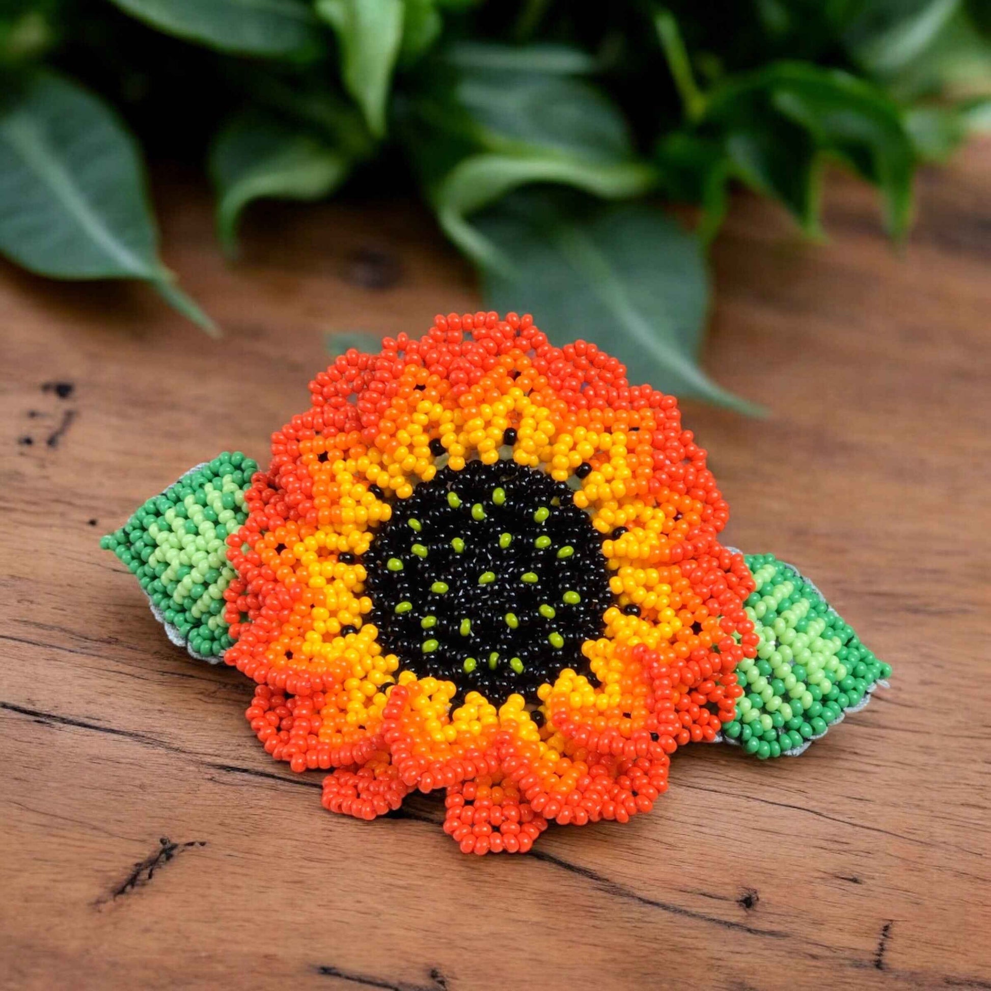 Handmade Beaded Sunflower Hair Clip-Yellow