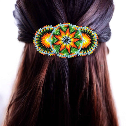 Light Green Native American Beaded Barrettes