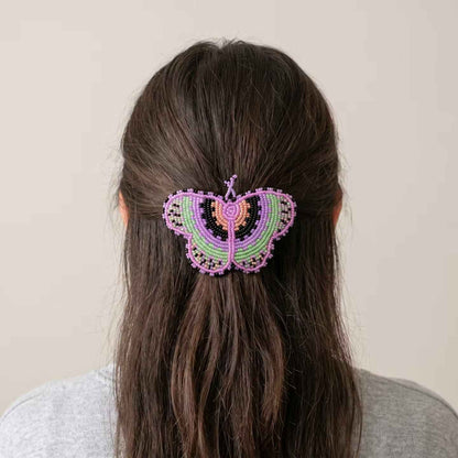 Pink Butterfly Beaded Barrette