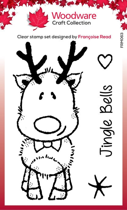 Woodware Clear Singles Mini Rudolph 3 in x 4 in Stamp