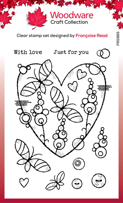 Woodware Clear Singles Butterfly Heart 4 in x 6 in Stamp