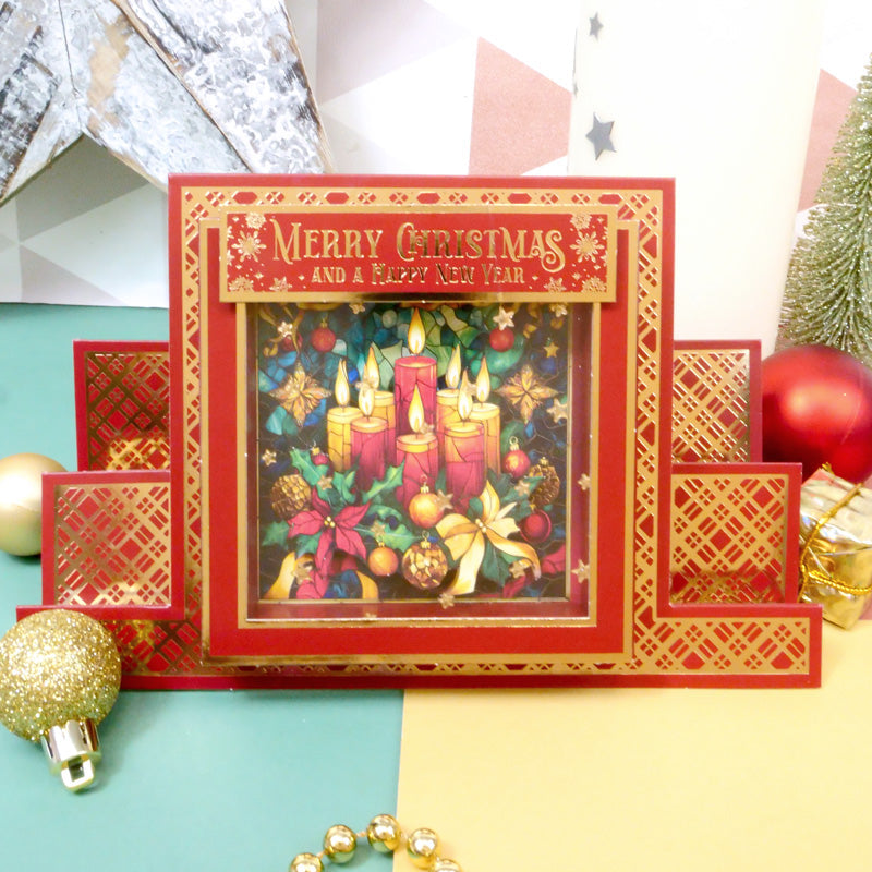 Festive Foiled Pattern Stepper Cards - Square Centrepiece