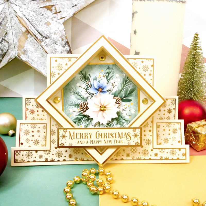Festive Foiled Pattern Stepper Cards - Square Centrepiece