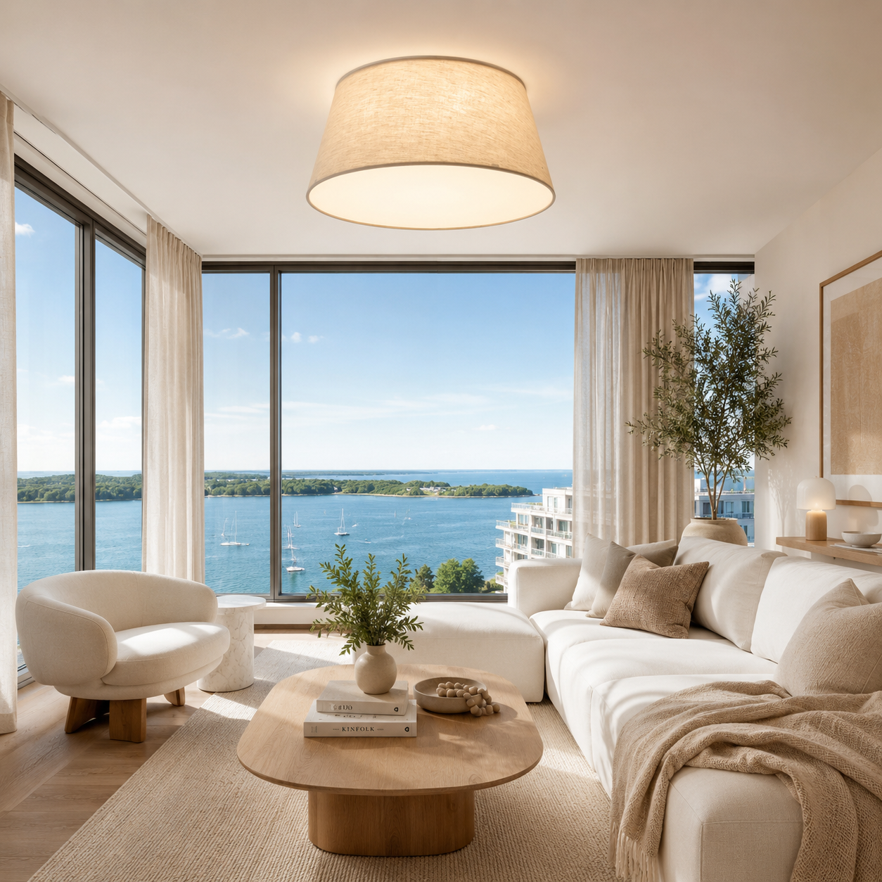 FORMO Leinen-Deckenleuchte für Schlafzimmer, Flur und Wohnzimmer