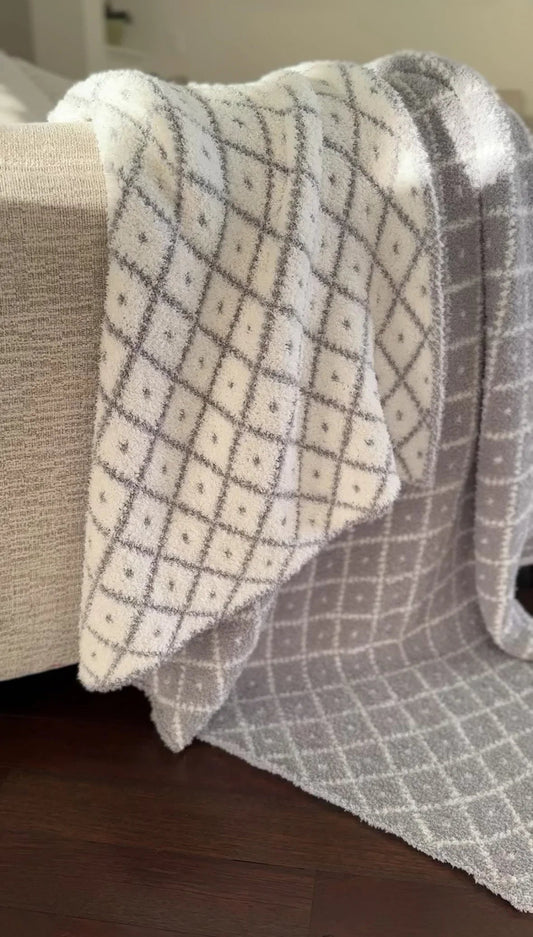 Grau-weißer Diamond Point 2.0 bedruckter Plaid
