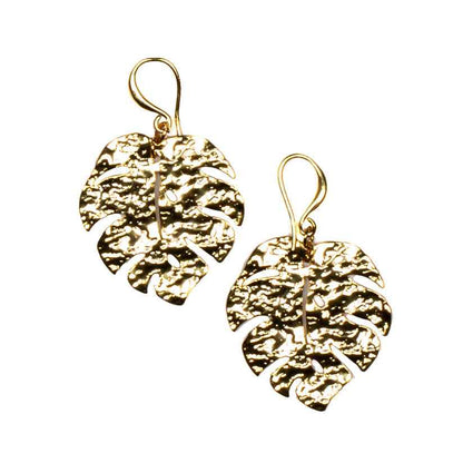 Hammered Leaf Earring - Gold Plate