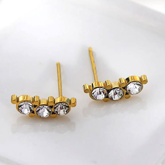 GRACE: Zirconia Trio Stud Earrings