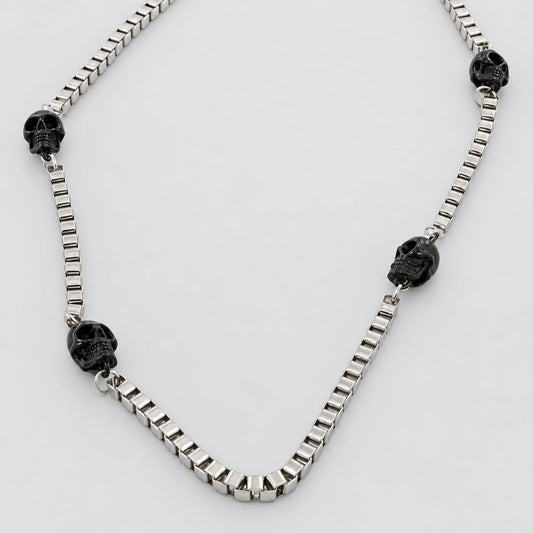 GoSteel Men's Biker Skull Chain Necklace | Stainless Steel