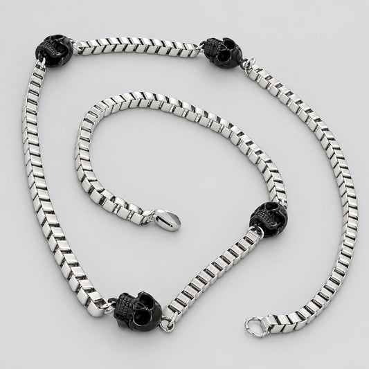GoSteel Men's Biker Skull Chain Necklace | Stainless Steel