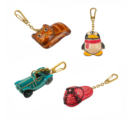 Whimsy Luxe Leather Key Rings Collection | 18K Gold Infused Collectable Characters