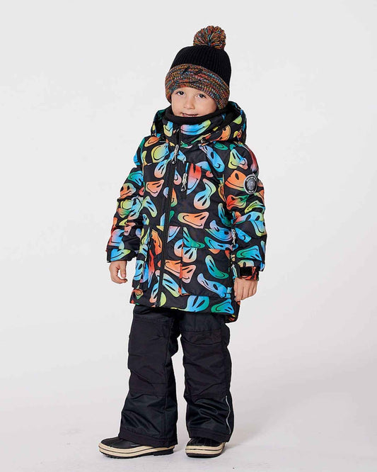 Two-Piece Play Snowsuit With Allover Print Jacket Smiley Face