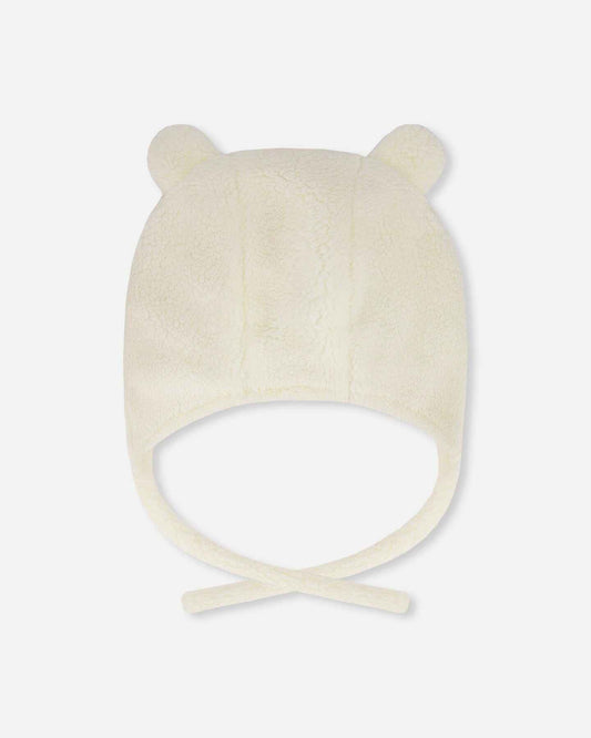 Lined Baby Sherpa Hat With Ear Flaps Off-White