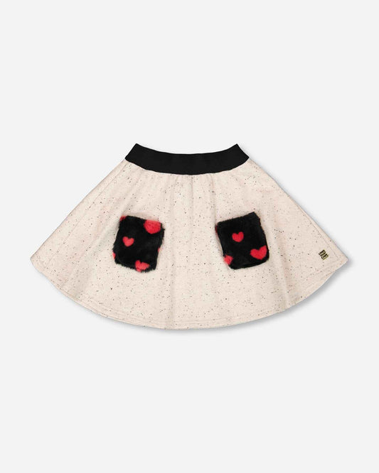 Glittering French Terry Skirt Beige And Black